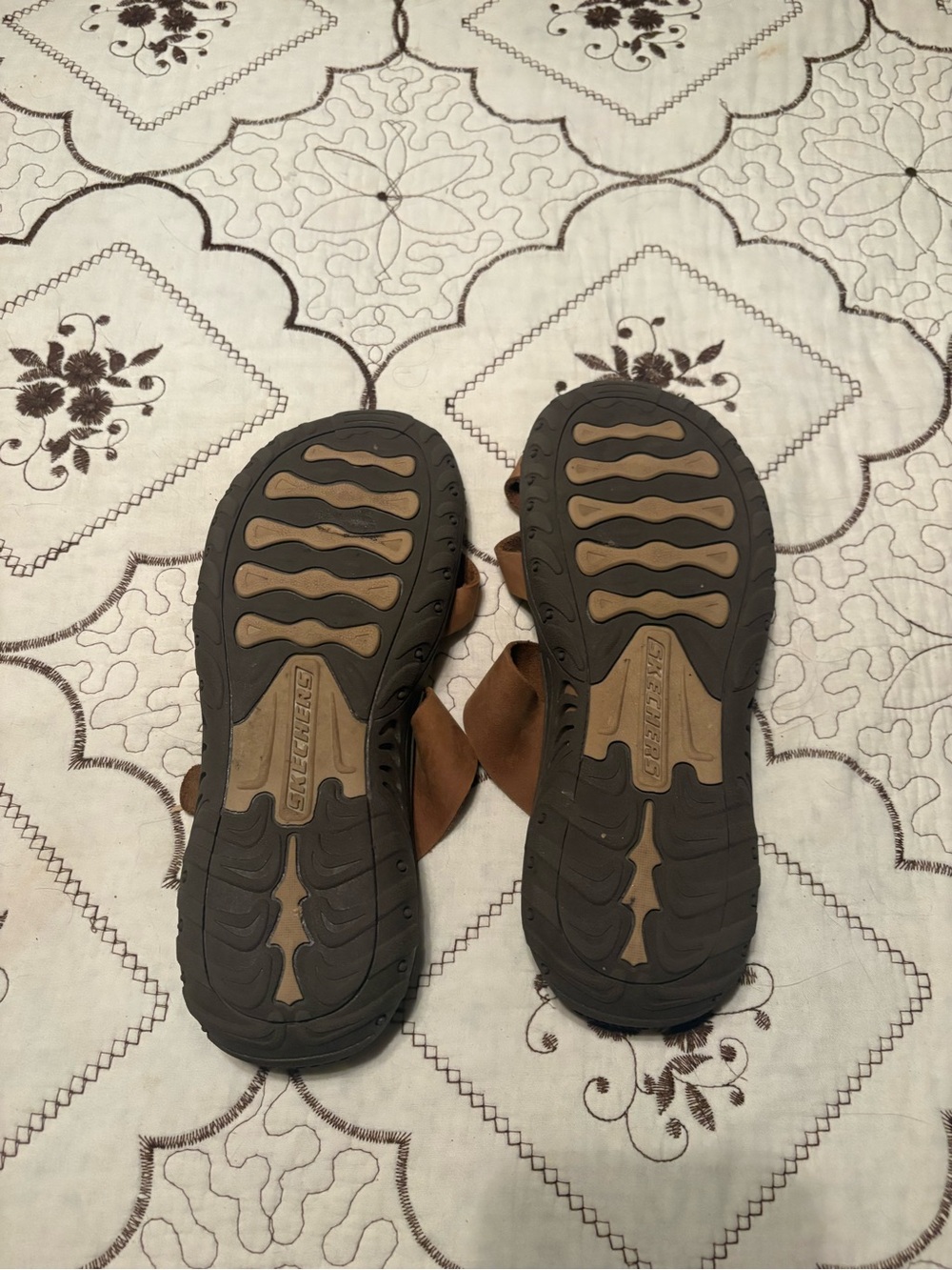 Skechers Women’s Brown Leather Double-Strap Buckle Sandals - Picture 4 of 6